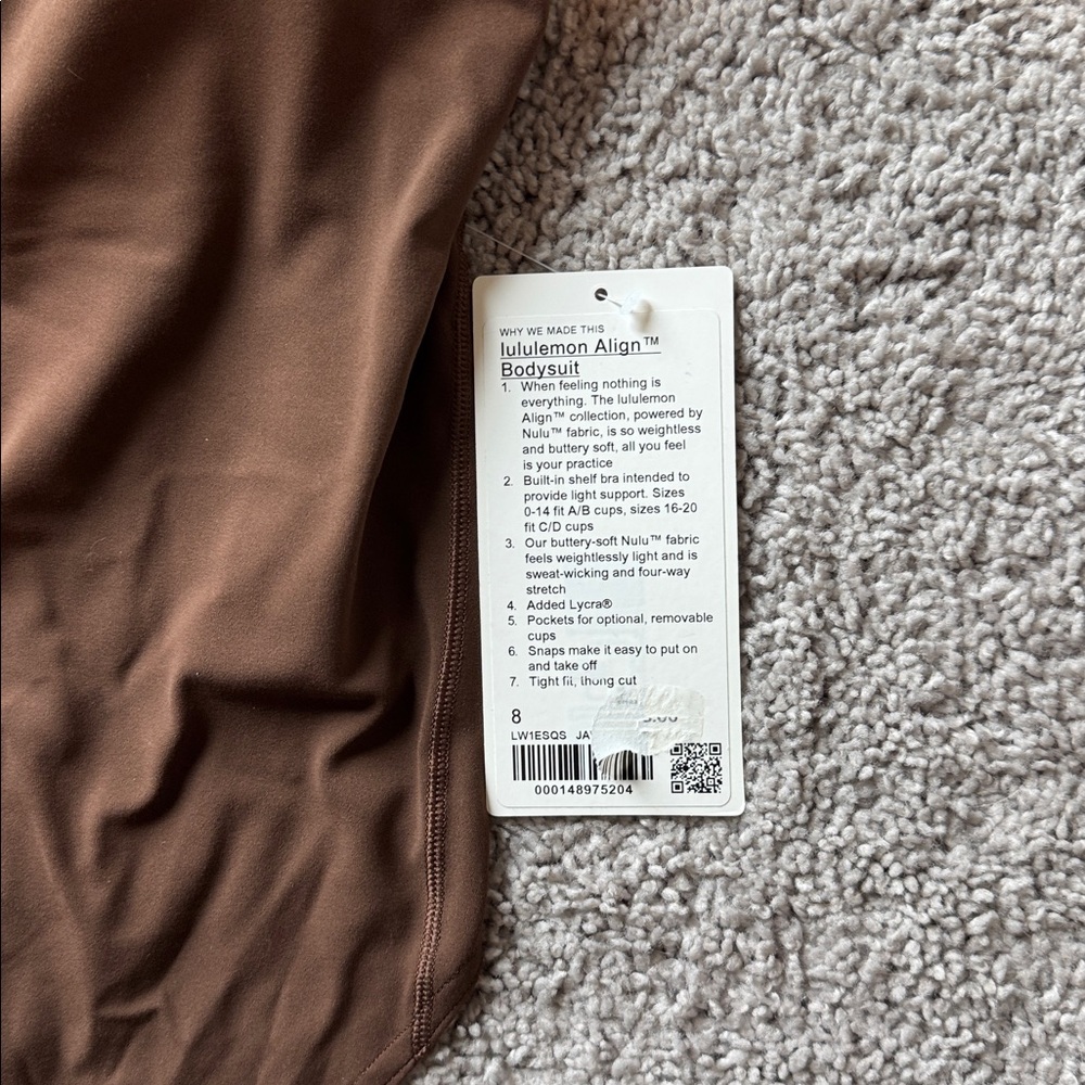 NWT Lululemon Align Bodysuit Size 8 in Java - Picture 2 of 4